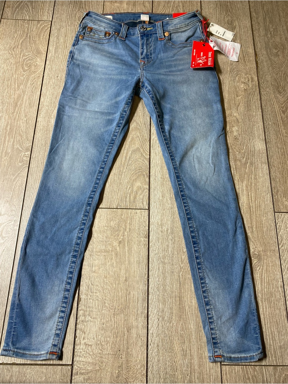 True Religion Jennie Curvy Mid Rise Skinny Jeans Light Wash Size 28 (6) NWT